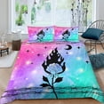 thumbnail image 3 of Rosa Floral Funda Nórdica King Luna y Estrellas Juego de Cama Negro Ombre Espina, 3 of 6