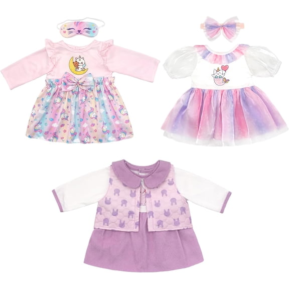 K.T. Fancy 3 Set Baby Doll Clothes for 20-22 Inch, Cute Doll Outfits ,Girl Gift