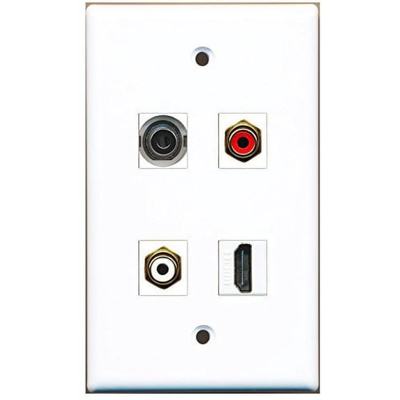 RiteAV - 1 Port HDMI 1 Port RCA Red 1 Port RCA White 1 Port 3.5mm Wall Plate