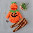 thumbnail image 2 of ATAIKU Newborn Infant Baby Boy Girl Fleece Halloween Pumpkin Costumes Hoodie Romper Onesie Cotton Pants Outfits Set 6-12M, 2 of 16