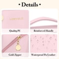 thumbnail image 3 of Lomyolo Large Capacity Makeup Bag for Women, 9.8L Waterproof Travel Cosmetic Organizer Toiletry Bag with Brush Pouch, Open Flat Toiletry Bag, Portable Lightweight Leather Cosmetic Bags - Pink, 3 of 7