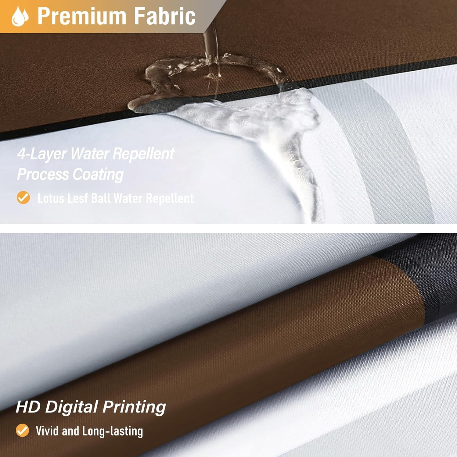 Brown Fabric Shower Curtain - Geometric Shower Curtain Set with 12 Plastic Hooks, Water Repellent, Machine Washable, Modern Decorative Polyester Cloth Shower Curtains for Bathroom - 72x72