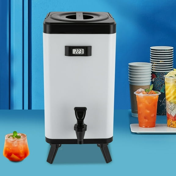White Stainless Steel Insulated Beverage Dispenser With 4 Foldable Feet, Insulated Drink Dispenser, Hot Drink Dispenser with Faucet