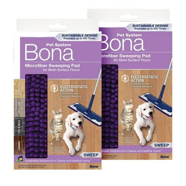 Bona 17 in. Microfiber Mop Pet System Sweeping Mop Refill Pad (2-Pack)
