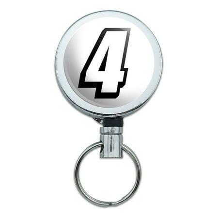4 Number Four Retractable Belt Clip Badge Key