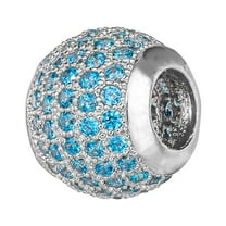 Disney Cinderella Girls' Blue CZ Rhodium Plated Sterling Silver Bead