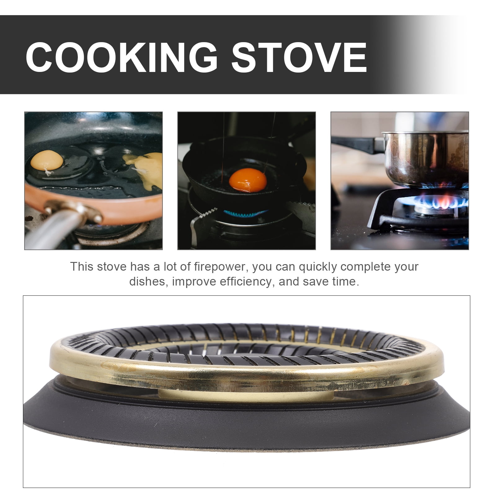 SOPOTUTU Practical Gas Stove Black High-Strength Materials for Home Cooking 3Pcs