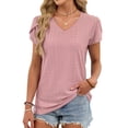 thumbnail image 6 of Ltctricy Women's Tunic Tops Trendy Split Short Sleeve V Neck Eyelet Embroidered T Shirts Dressy Casual Blouses, 6 of 6