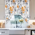 thumbnail image 4 of Vintage Orange Swag Curtain Valance for Windows, Gray Wildflowers Leaves Abstract Botanical Window Treatments Short Swag Topper for Kitchen Windows Bathroom Bedroom, 28"x36", 4 of 8