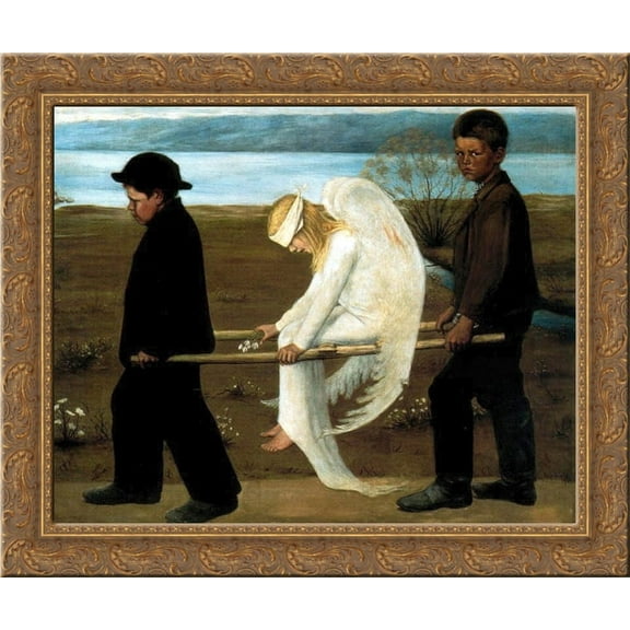 The Wounded Angel 24x20 Gold Ornate Wood Framed Canvas Art by Hugo Simberg