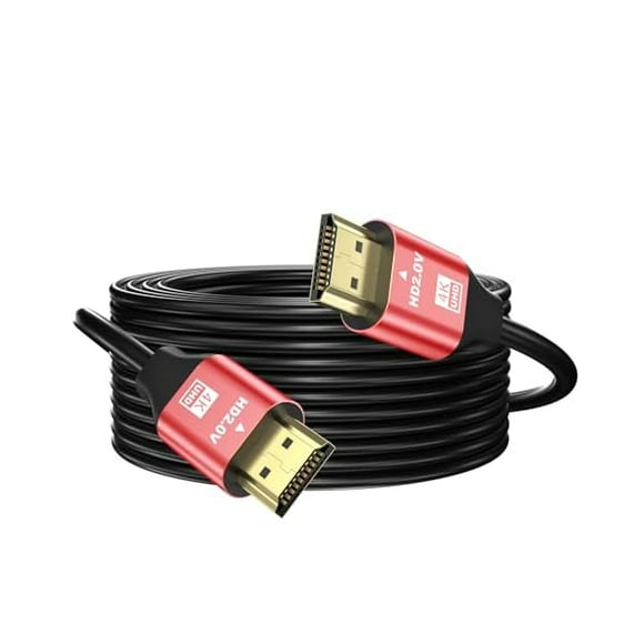 4K Hdmi Cable 40FT, High Speed Hdmi 2.0 Cable 4K@60Hz 2K@120Hz, Gold-Plated Connector 3D ARC HDCP 2.2 &2.3 for HDTV/Blu Ray Playback/Projectors/Laptops/PS4/PS5(Red)