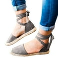 thumbnail image 4 of Yuanlong Women's Sandals Square Closed Toe Espadrille Flats Sole Sandals Lace Up Tie Ankle Strap Casual Outdoor Summer Shoes, 4 of 7