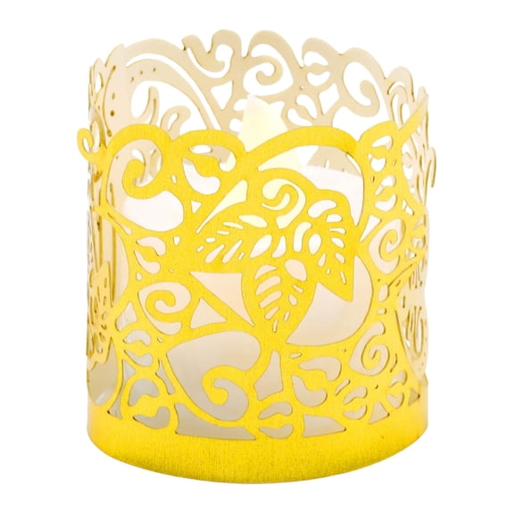 Candle Holder Wraps, Decorative Paper Votive Sleeves for LED Tealights, Elegant Ambiance for Wedding, Birthday, and Party Celebrations, Perfect Office Decor and Gift for Women (Gold)