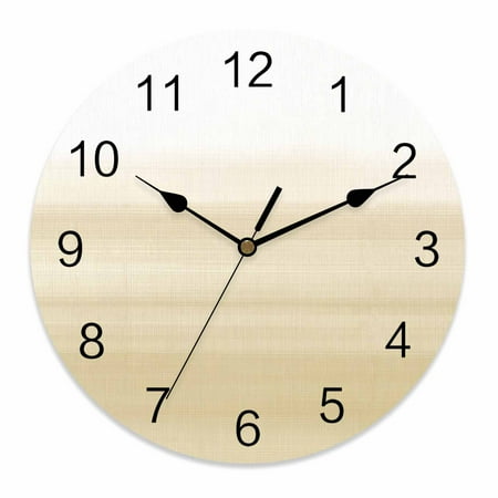 Silent Wall Clocks Battery Operated, Beige White Round Decorative Wall Clock for Living Room Bedroom Kitchen Bathroom Classroom Decor, 12 Inch Abstract Brush Stroke