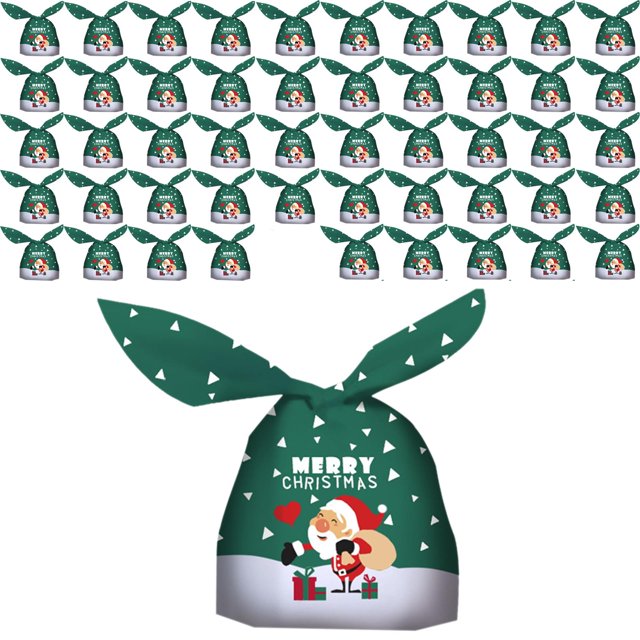 50x Bolsas de Navidad Bolsa de dulces de boda Bolsa de regalo de cumpleaños Bolsa de de Navidad para favores de fiesta Suministros de Papá Noel verde Gloria Envoltura de dulces