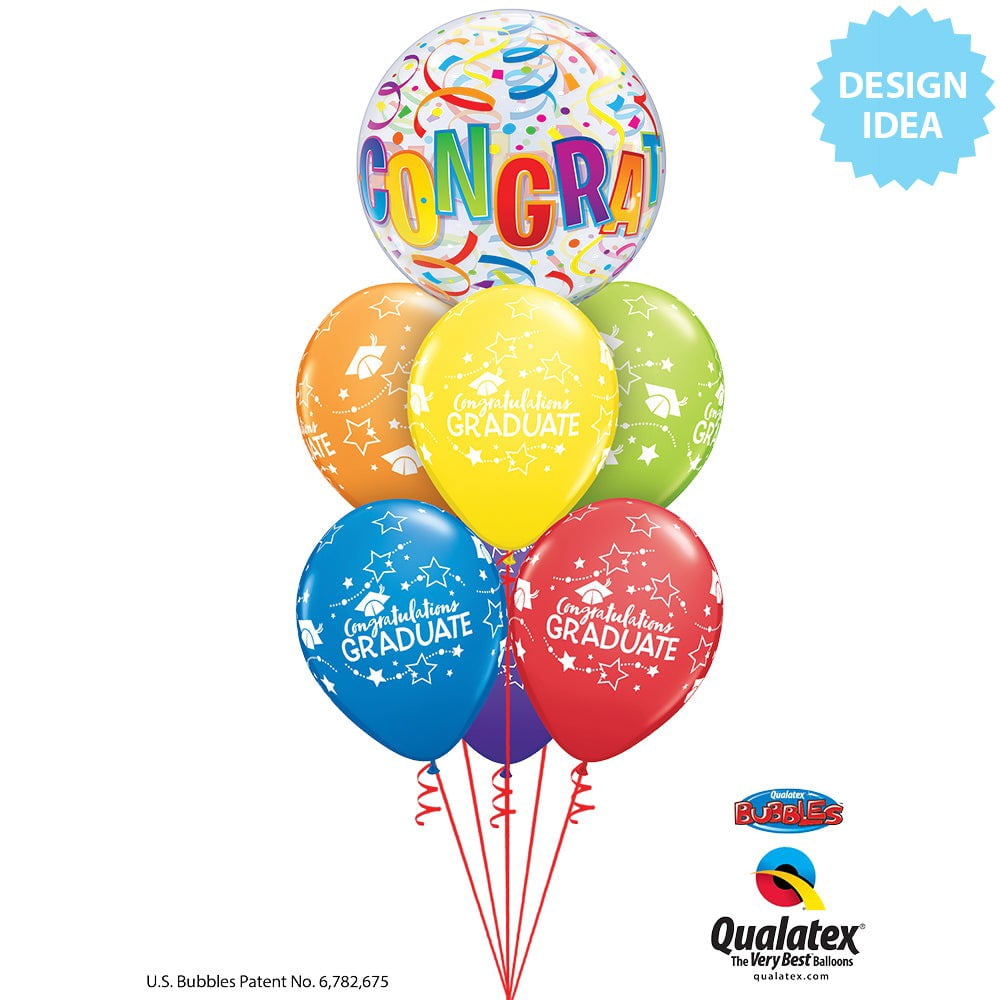 Qualatex 89735 11 in. Congratulations Graduate Stars Assorted Latex Balloon