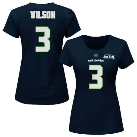 Russell Wilson Seattle Seahawks Majestic Women's Plus Size Fair Catch Name & Number T-Shirt - College