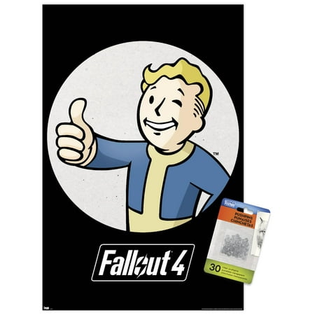 Fallout 4 - Vault Boy - Thumbs Up Wall Poster with Push Pins, 14.725" x 22.375"