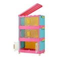 thumbnail image 4 of Aukfa 5 Tier Collapsible Storage Bins,20" Side Plastic Storage Cabinet with Wheels,Pink, 4 of 7