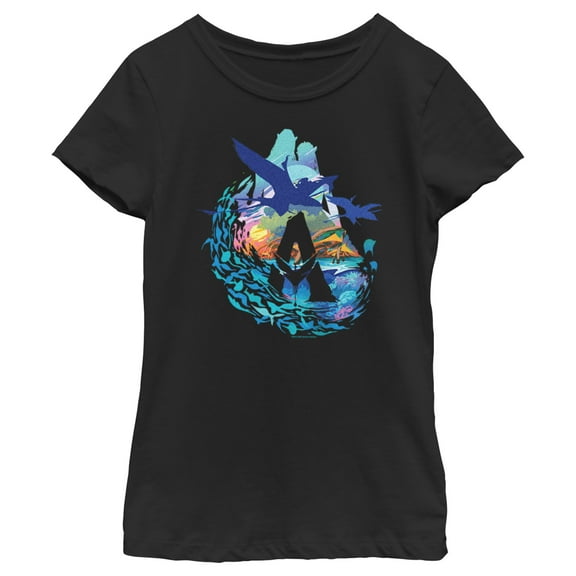 Girl's Avatar: The Way of Water Great Leonopteryx Silhouette Scenic Logo  Graphic Tee Black Medium