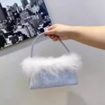 thumbnail image 5 of Bolsos de noche para mujer, bolsos y carteras de diseñador de lujo para mujer, novedad de 2023, en nailon, mosaico, imitación de diamantes, adorno de plumas, para el hombro, 5 of 5