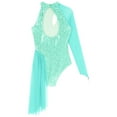 thumbnail image 6 of Alvivi Womens Glitter Figure Ice Skating Dress Long Sleeve Sheer Mesh Ballet Dance Lyrical Leotard Mint Green L, 6 of 7