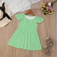thumbnail image 2 of Toimothcn Baby Girls Dresses Ruffled Sleeve Solid Color Pleated Dress Soft Breathable Summer Dresses Comfy Girls Sundress, 2 of 5