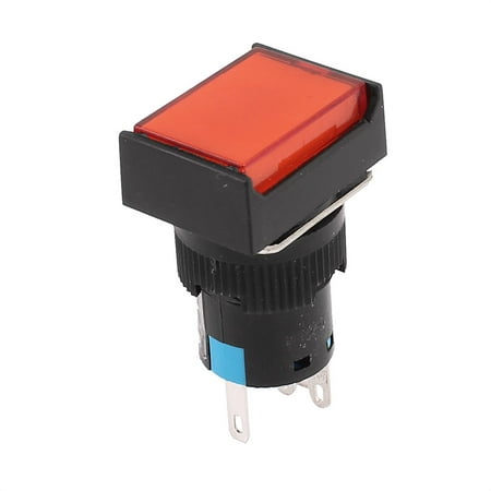 Dc Button - 220V 3A DC 30V 5A Red Square Cap Latching Push Button Switch with Lamp
