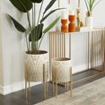 thumbnail image 2 of DecMode 23", 19"H Cream Metal Moroccan Planter with Removable Stand (2 Count), 2 of 9
