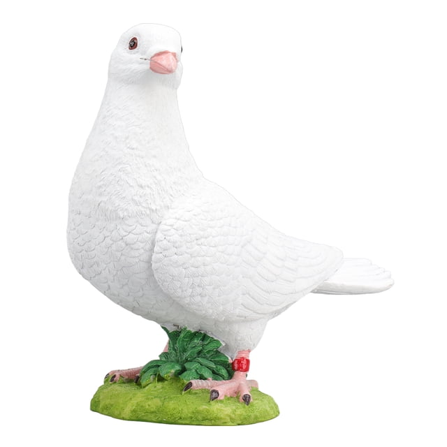 Adorno de paloma blanca artificial de resina de alta simulación, con plumas blancas para decoración de jardín y hogar. Paloma blanca con la cabeza hacia la izquierda.