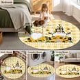 thumbnail image 5 of Round Area Rug 3.3 Ft, Gnomes Sunflowers Washable Non-Slip Circle Carpet for Living Room/Bedroom, Pastoral Botanical Yellow Plaid Low-Profile Small Kitchen Mats Collection Rugs for Indoor, 5 of 8