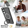 thumbnail image 3 of Asuwish Phone Case for Samsung Galaxy S25 Edge 5G Tempered Glass Screen Protector Magnetic Folding Stand Frosted Translucent Rugged Shockproof Protective Cell Cover S25Edge 6.66 2025 Women Men Black, 3 of 8