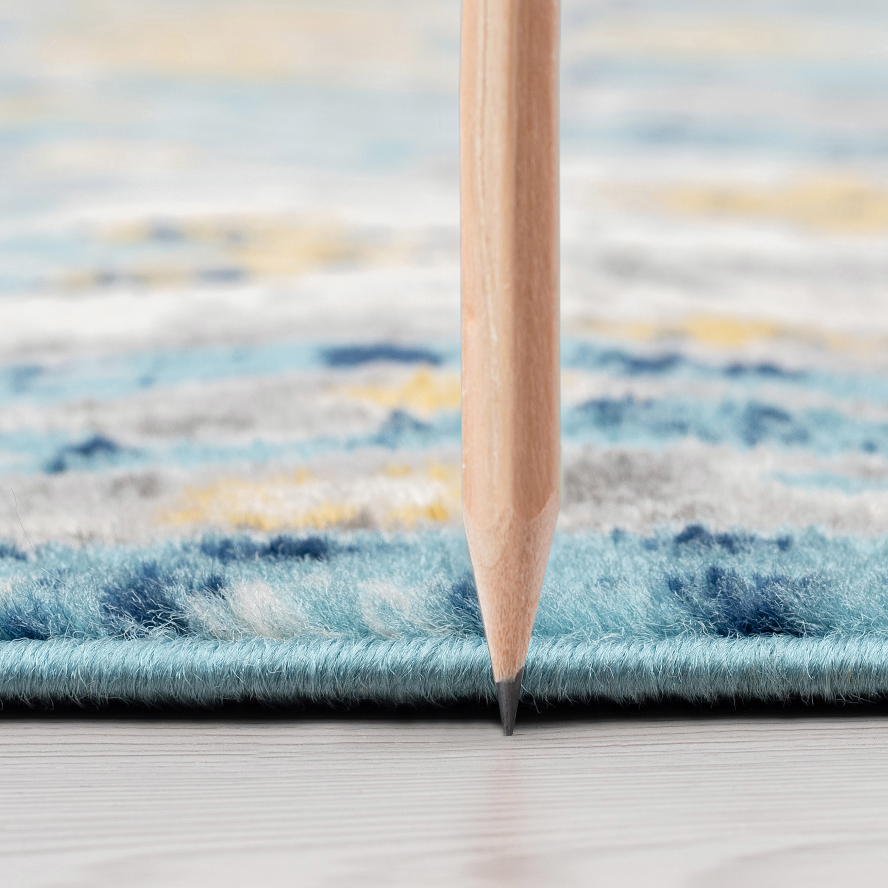 Transitional 5x8 Area Rug (5'3'' x 7'3'') Medallion Aqua, Yellow Living Room Easy to Clean