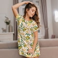 thumbnail image 3 of Uemuo Lemon Pattern Women’s Nightdress – Casual Sleep Shirt, Soft Relaxed Fit Short-Sleeved Cotton Sleepwear for Home, Bedtime, and Lounging, 3 of 6