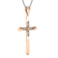 thumbnail image 2 of Dazzlingrock Collection Round White Diamond Vintage Style Cross Pendant for Women with 18 Inch Silver Chain (0.05 ctw, Color I-J, Clarity I2-I3) in 10K Rose Gold, 2 of 5