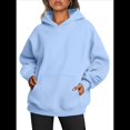 thumbnail image 4 of Sudadera Informal de Larga con Capucha para Mujer, Jersey de y Otoño con Bolsillos. Azul Real L, 4 of 9