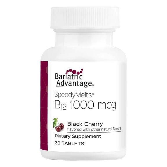Bariatric Advantage SpeedyMelts Vitamin B12 - 1000 mcg - For Bariatric Surgery Patients - Fast-Dissolve, Great-Tasting Formula - Folate Supplements - Brain Health Support* - 30 Count - Black Cherry