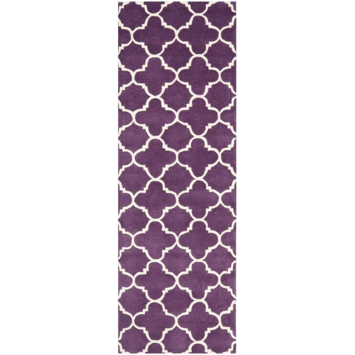 SAFAVIEH Chatham Jacob Geometric Quatrefoil Wool Area Rug, Purple/Ivory, 4' x 6'