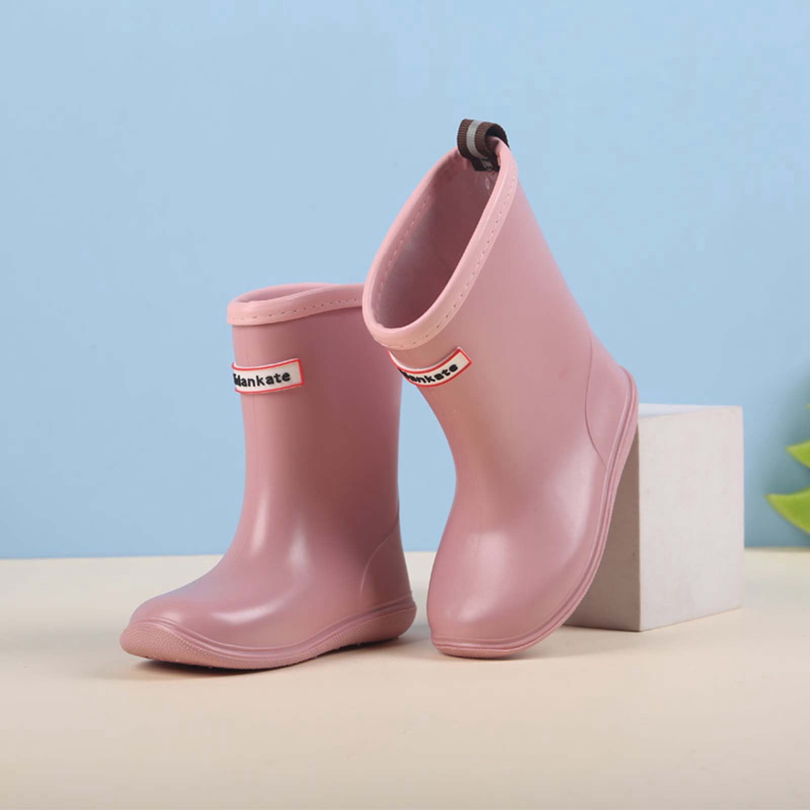 Gelikeya Boys Rain Boots Lightweight Outdoor Wear Back To School Shoes Cowgirl Boots (Rainwear, Pink, 5-6 Years)