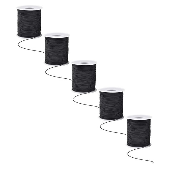 5pcs 1mm Black Elastic Cord Beading Thread Stretch String for Bracelet Making Thick Elastic Thread For Handmade Bracelets Durable & Versatile For DIY Projects