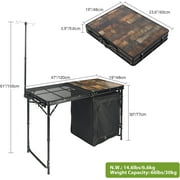 Redcamp Portable Camping Kitchen Table with Storage Organizer & Hooks for Camping & BBQ