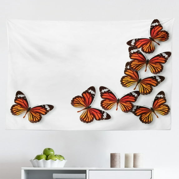 Butterflies Tapestry, Various Different Wings Feminine Companionship Funny Animal Print, Fabric Wall Hanging Decor for Bedroom Living Room Dorm, 2 Sizes, Blue Purple Pink, by Ambesonne
