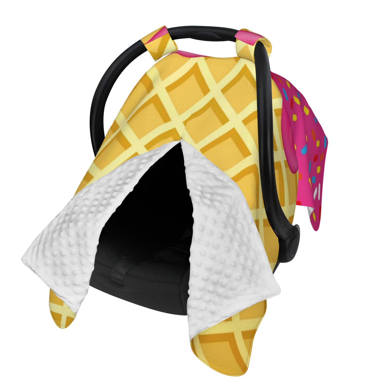 Naloa Red Ice Cream Baby Car Seat Cover, Breathable Baby Carrier Cover, Multiuse Baby Carrier Cover & Nursing Breastfeeding Cover
