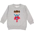 thumbnail image 2 of Inktastic Superhero Girl, Cute Girl, Brown Hair, Red Cape Toddler Sweatshirt, 2 of 4