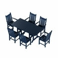 thumbnail image 3 of WestinTrends Malibu 7 Piece Outdoor Dining Set, All Weather Poly Lumber Patio Table and Chairs Furniture Set, 71" Trestle Dining Table with Umbrella Hole and 6 Arm Chairs, Navy Blue, 3 of 7