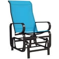 thumbnail image 1 of Outsunny Outdoor Mesh Glider Chair for Porch Garden Patio, Brown/Blue, 1 of 10