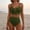 *Army Green, variant on ClodeEU Women's Solid Color V Neck Spaghetti Strap Bikini Set with Cutout and Textured High Waist ,Fashion Two Piece Swimsuit Army Green,Womens Plus M