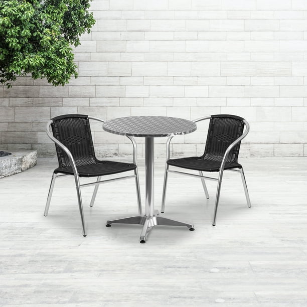 Flash Furniture 23.5'' Round Aluminum IndoorOutdoor Table with 2
