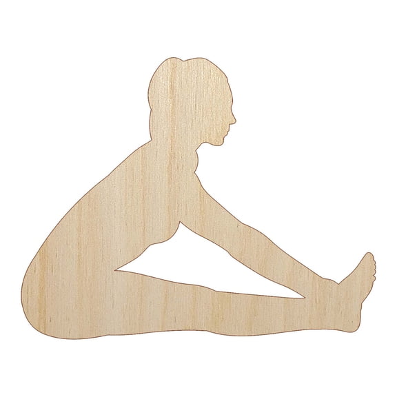 Yoga Seated Forward Bend Pose Wood Shape Unfinished Piece Cutout Craft DIY Projects - 6.25 Inch Size - 1/8 Inch Thick
