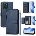 thumbnail image 1 of Funda para HMD Pulse PRO con cremallera tipo cartera, tarjetero, marco de fotos, soporte y cordón, de piel sintética. azul, 1 of 5